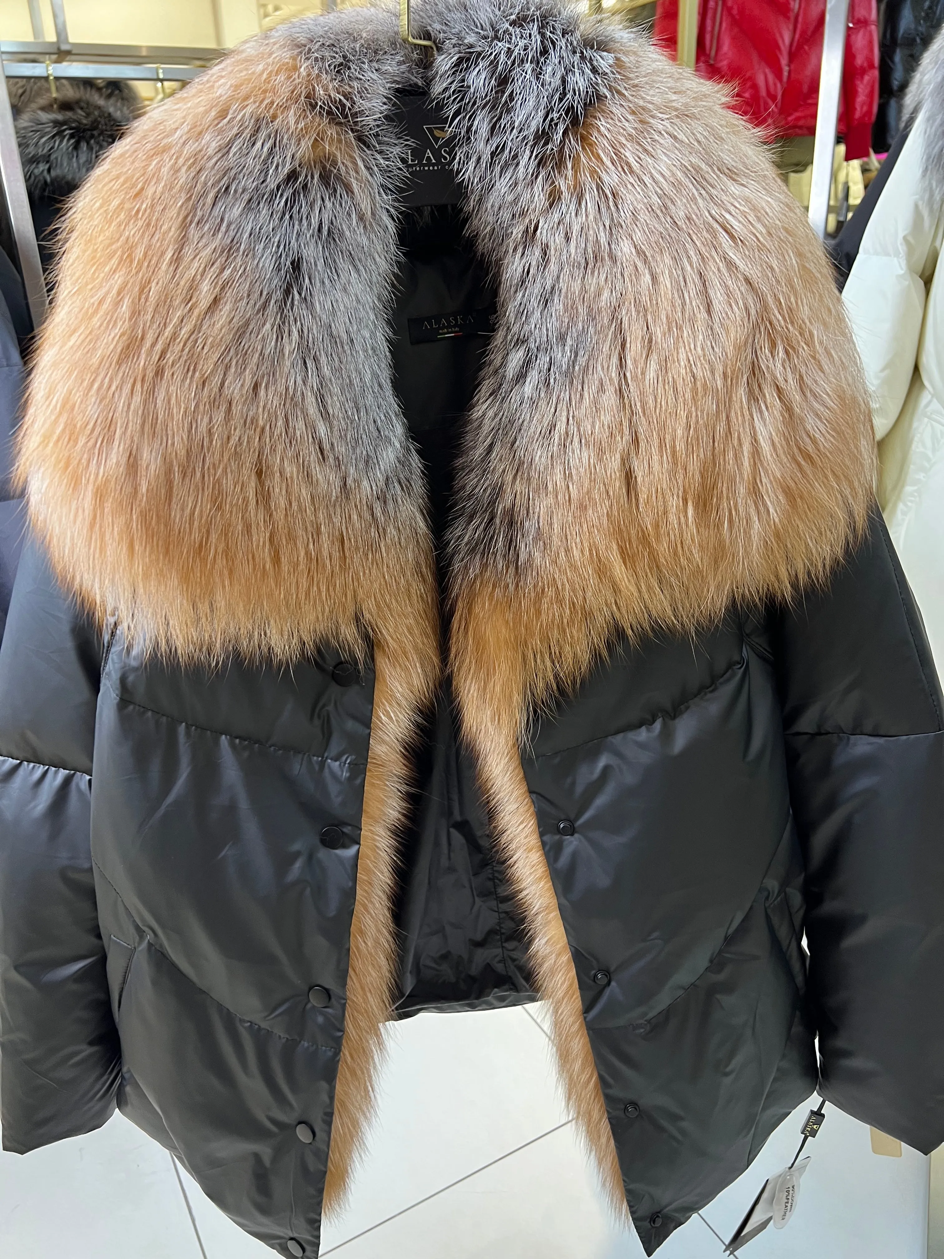 Genuine Silver Fox Fur Down Fill Parka