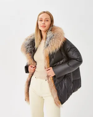 Genuine Silver Fox Fur Down Fill Parka