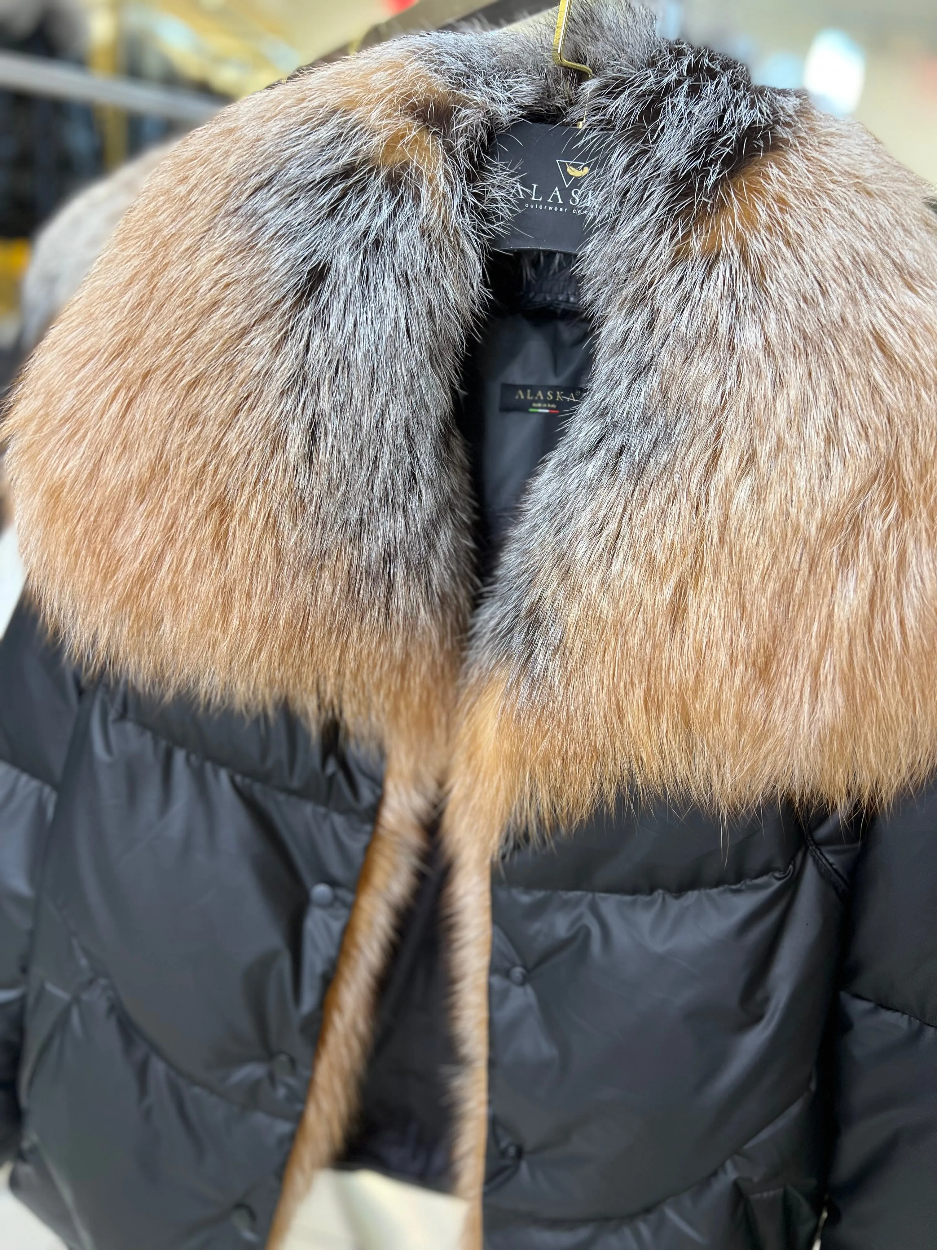 Genuine Silver Fox Fur Down Fill Parka