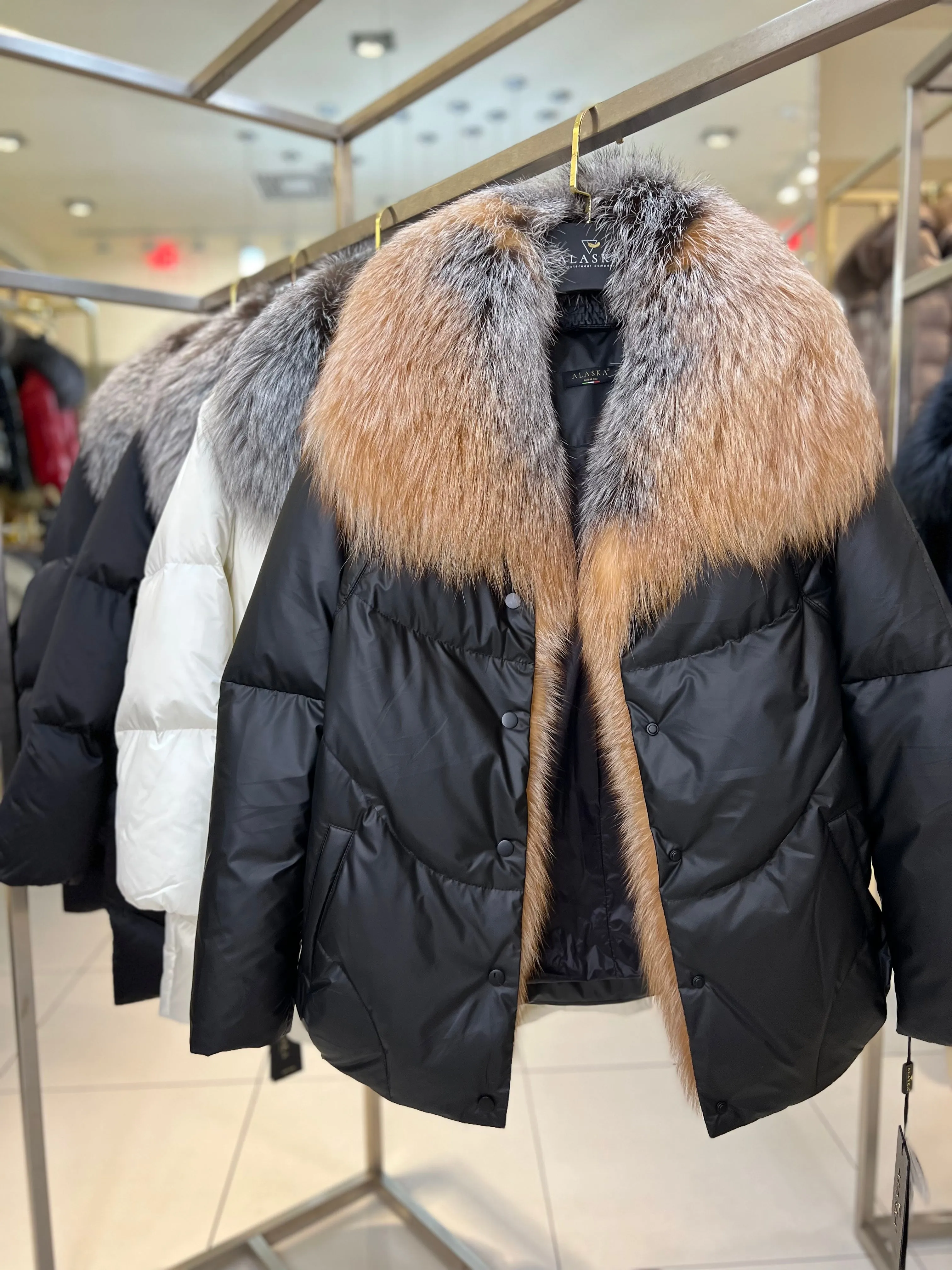 Genuine Silver Fox Fur Down Fill Parka