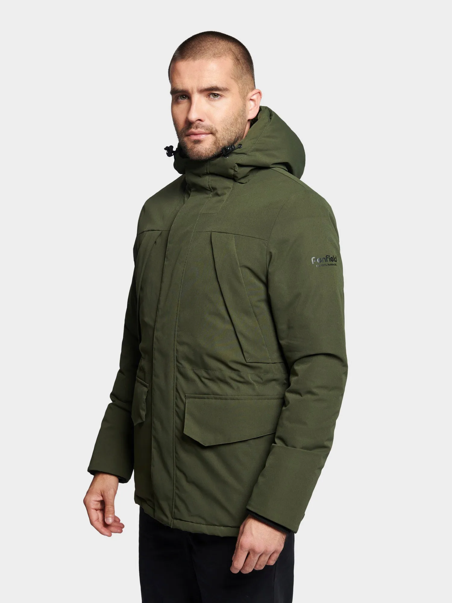 Hudson Script Technical Parka Jacket in Forest Night