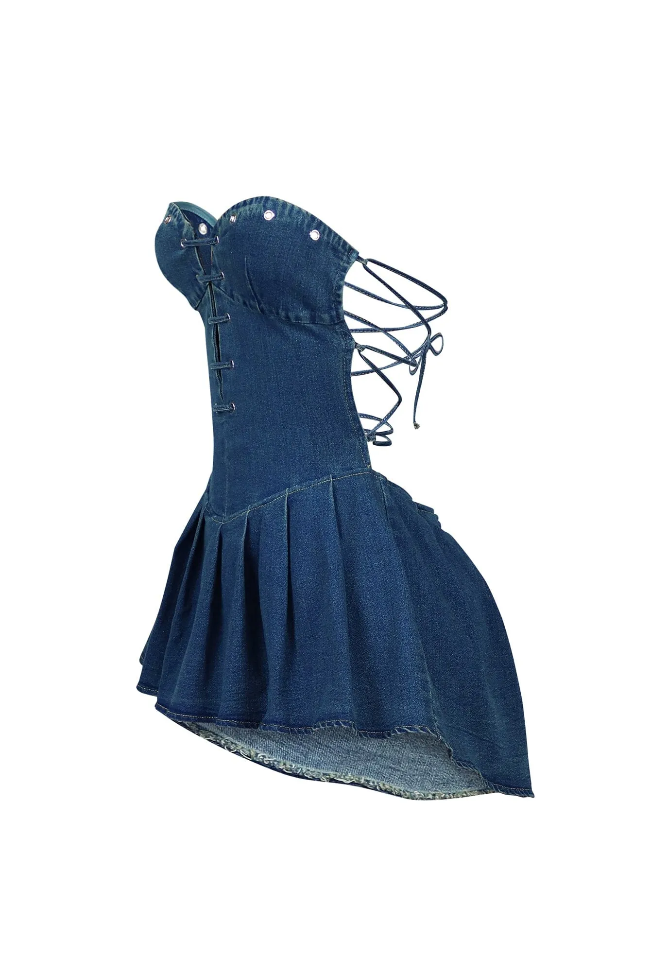 Jenson Washed Denim Pleated Mini Dress