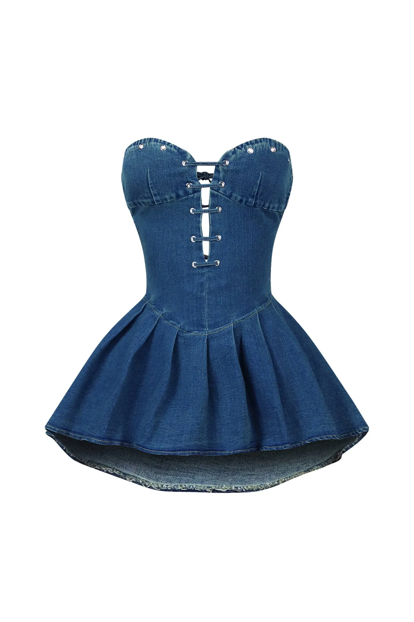 Jenson Washed Denim Pleated Mini Dress