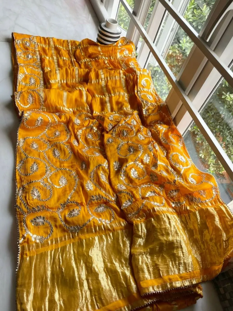 KcPc Pure Gajji Silk Gotapatti Work Saree,AMT Yellow