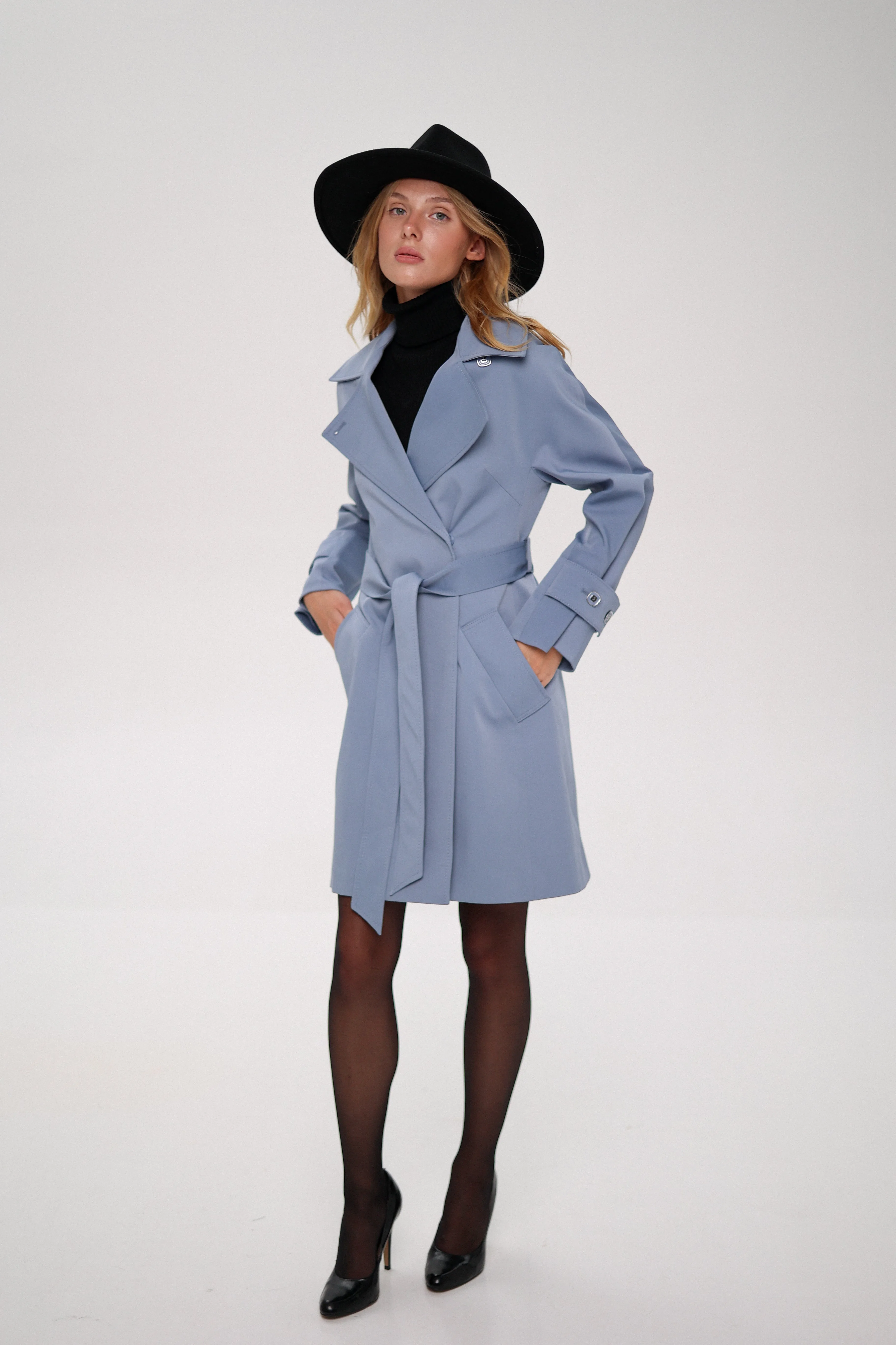 London Trench Coat in Ice Blue