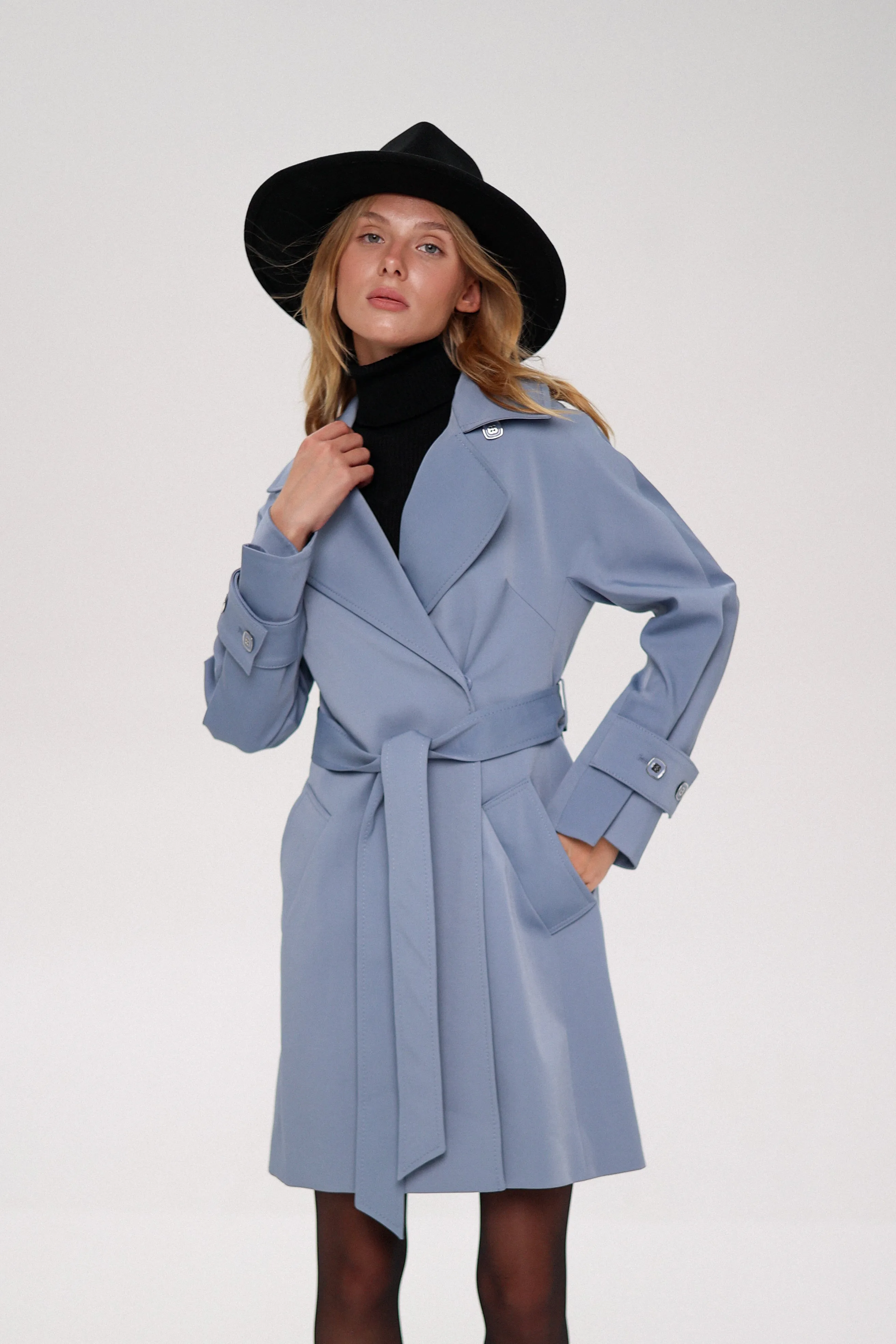 London Trench Coat in Ice Blue