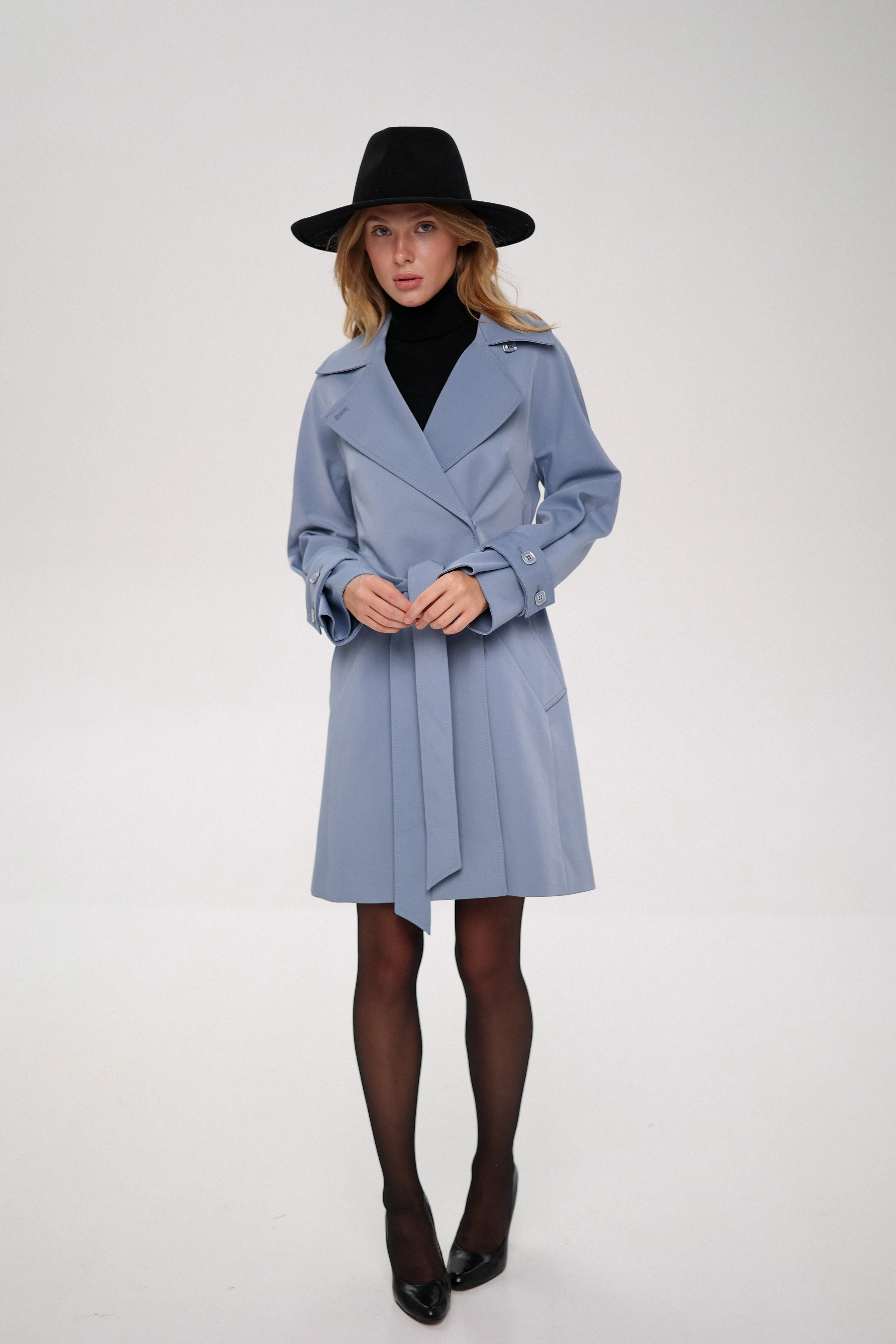 London Trench Coat in Ice Blue