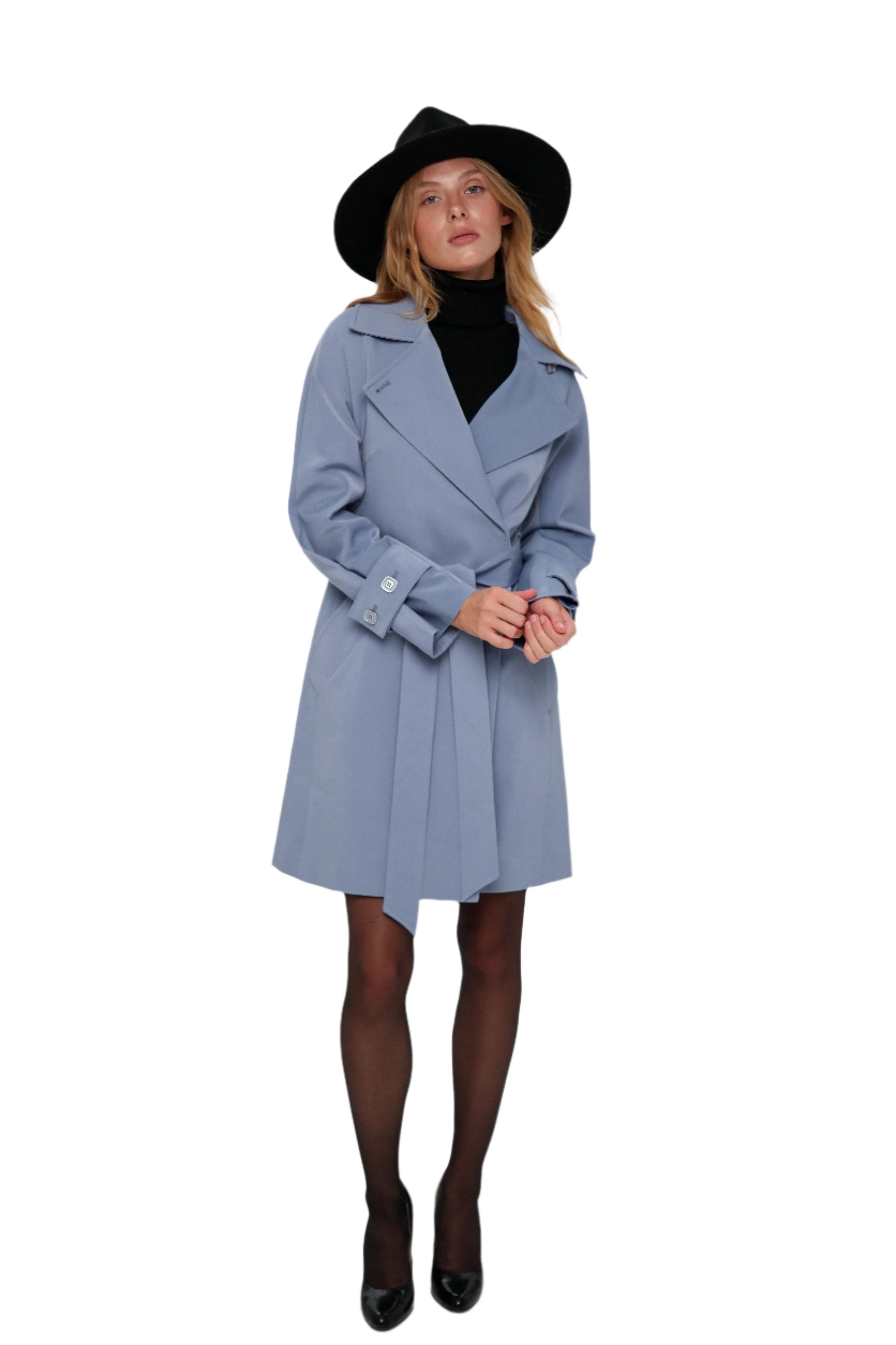 London Trench Coat in Ice Blue