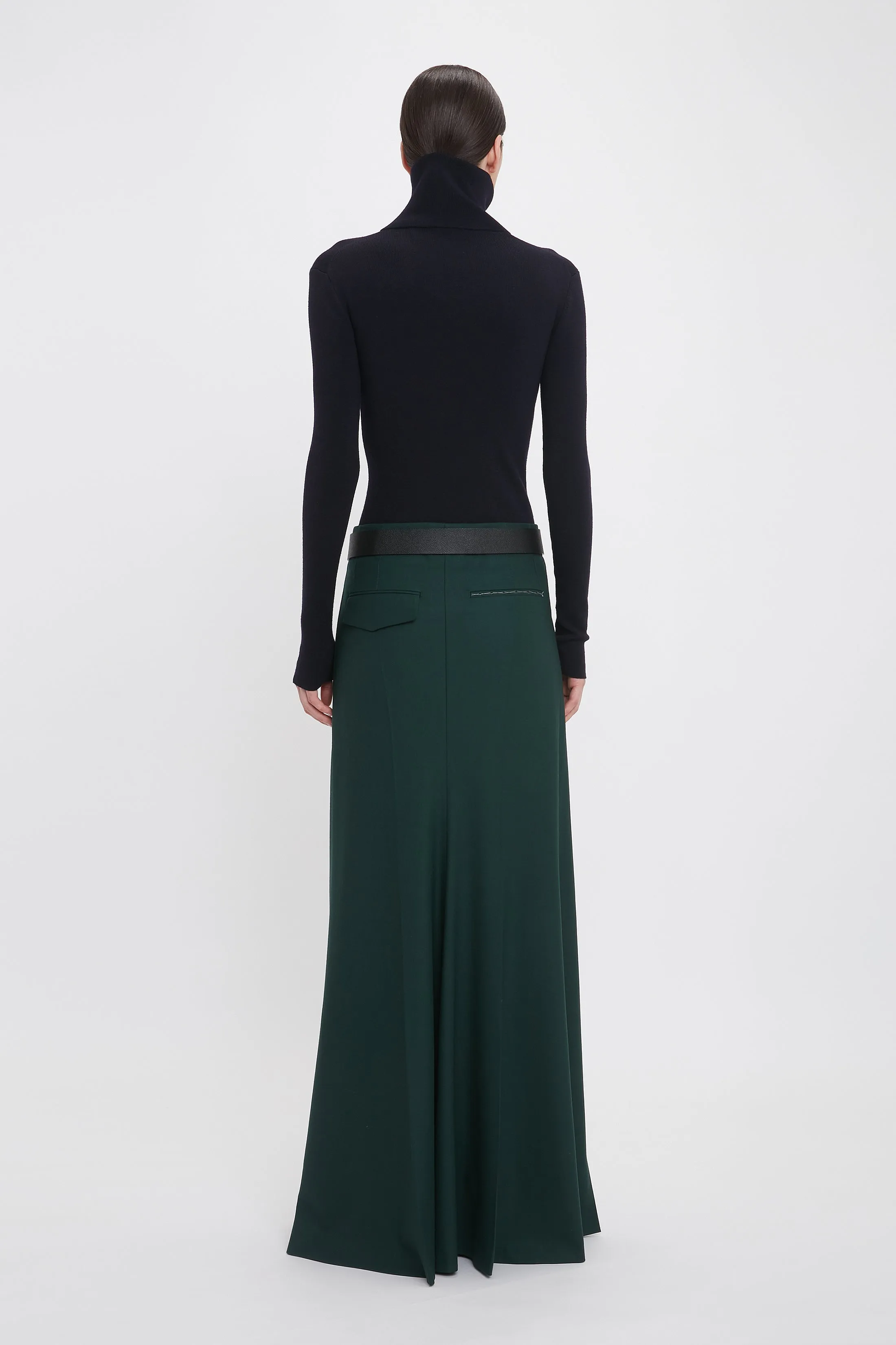 Long Asymmetric Tailored Skirt In Seaweed