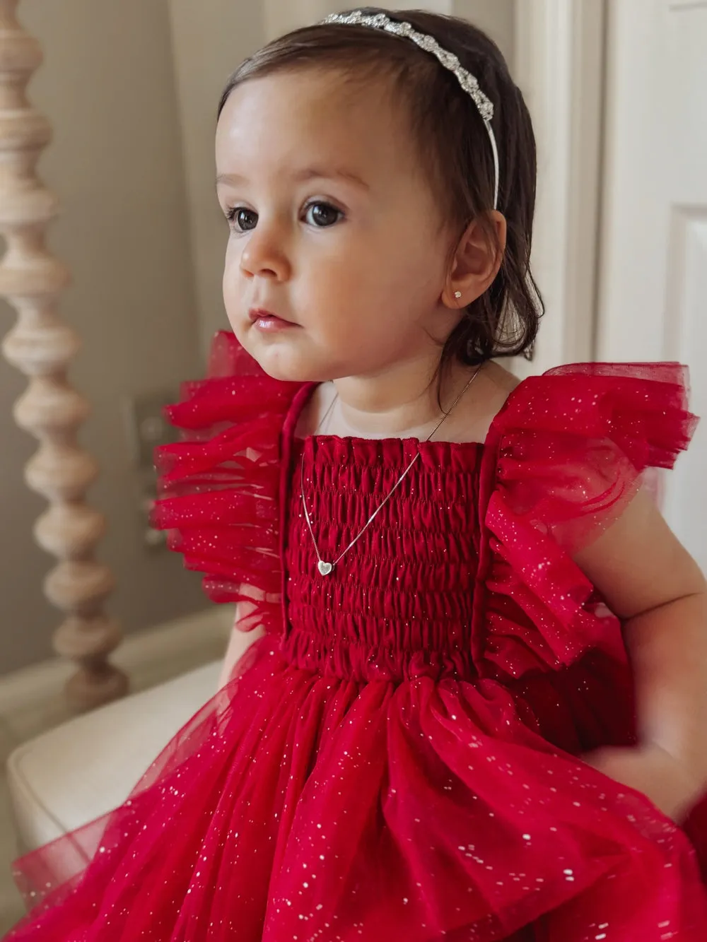 Lotus Red Sparkle Baby Christmas Dress