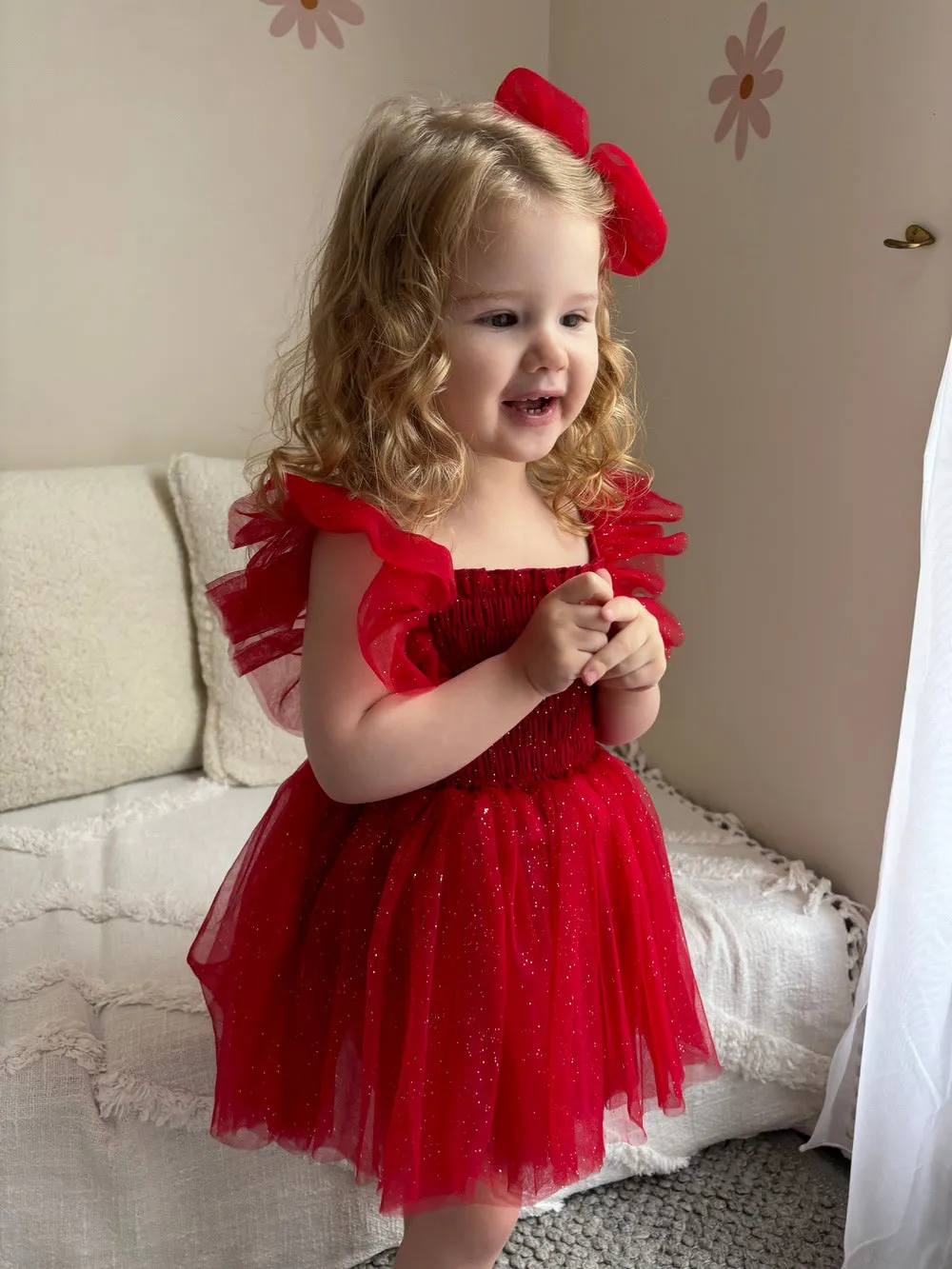 Lotus Red Sparkle Baby Christmas Dress