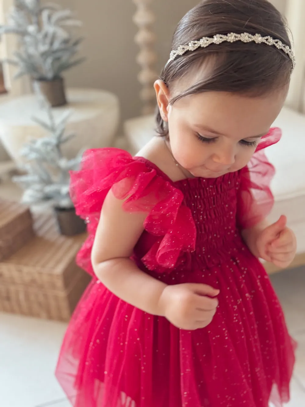 Lotus Red Sparkle Baby Christmas Dress