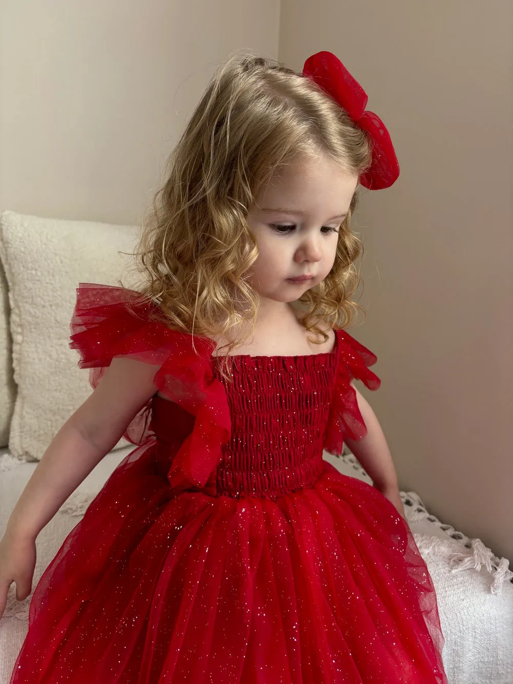 Lotus Red Sparkle Baby Christmas Dress