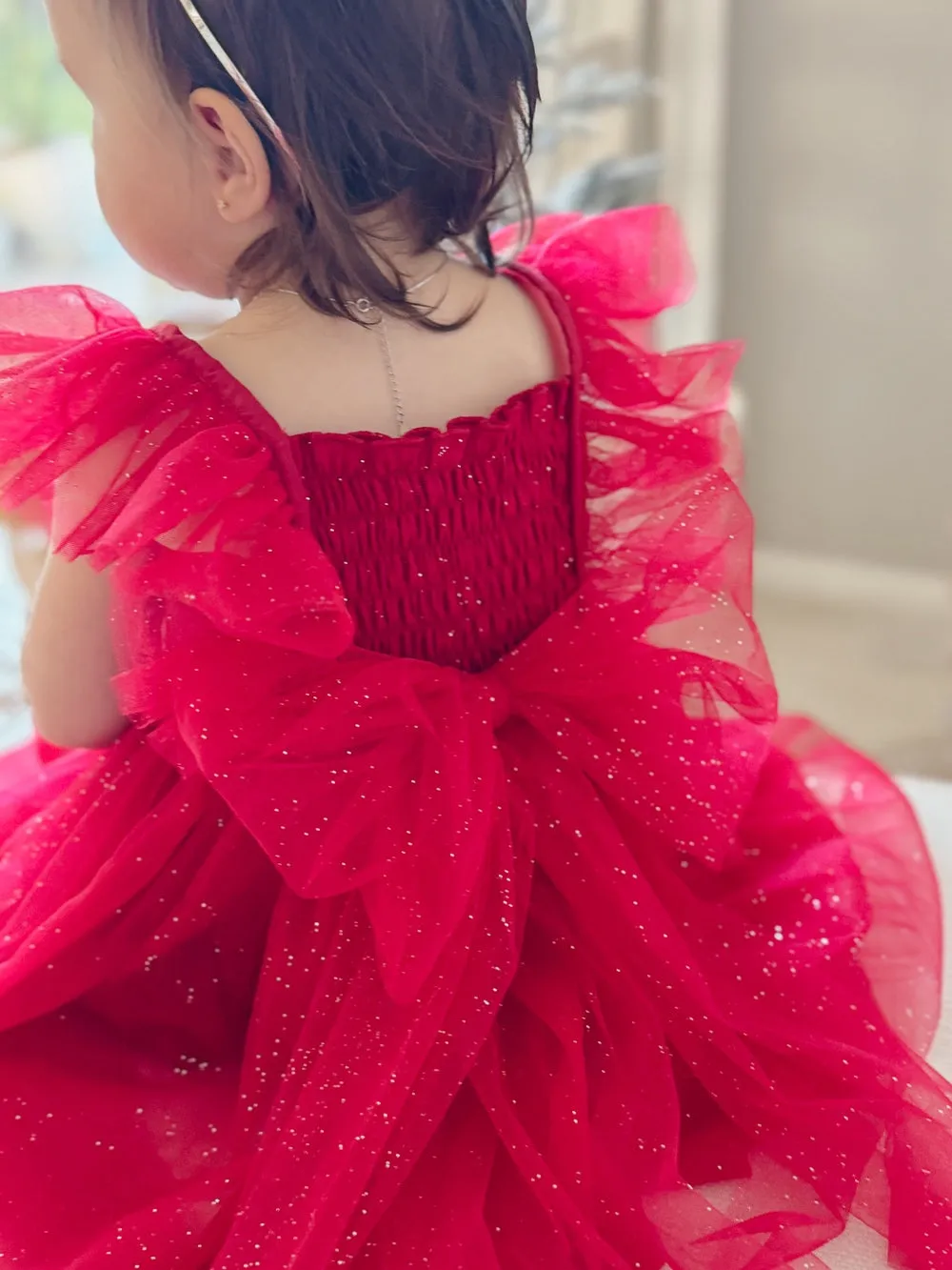 Lotus Red Sparkle Baby Christmas Dress