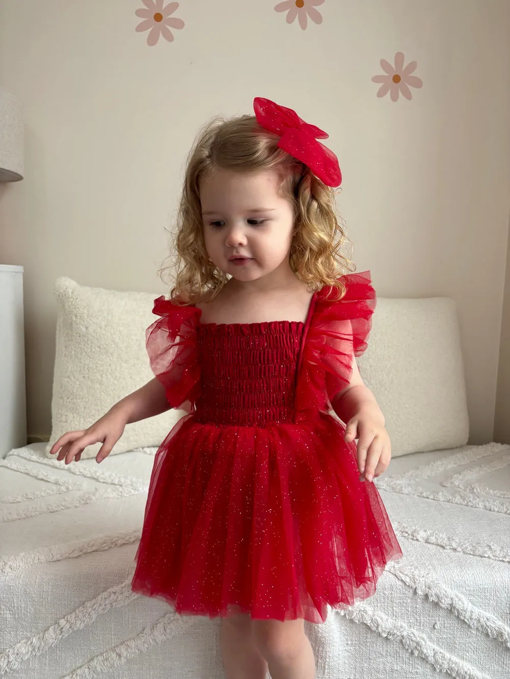 Lotus Red Sparkle Baby Christmas Dress