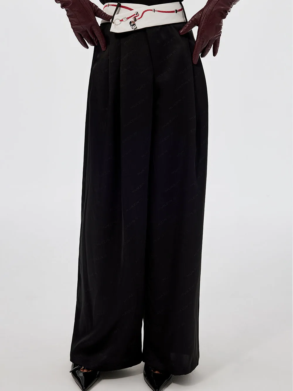 MUKZIN Black Loose Wide-leg Pants