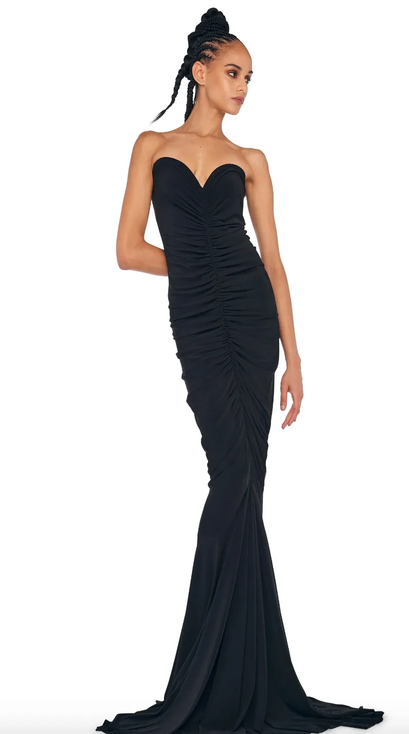 Norma Kamali - Strapless Shirred Front Fishtail Gown