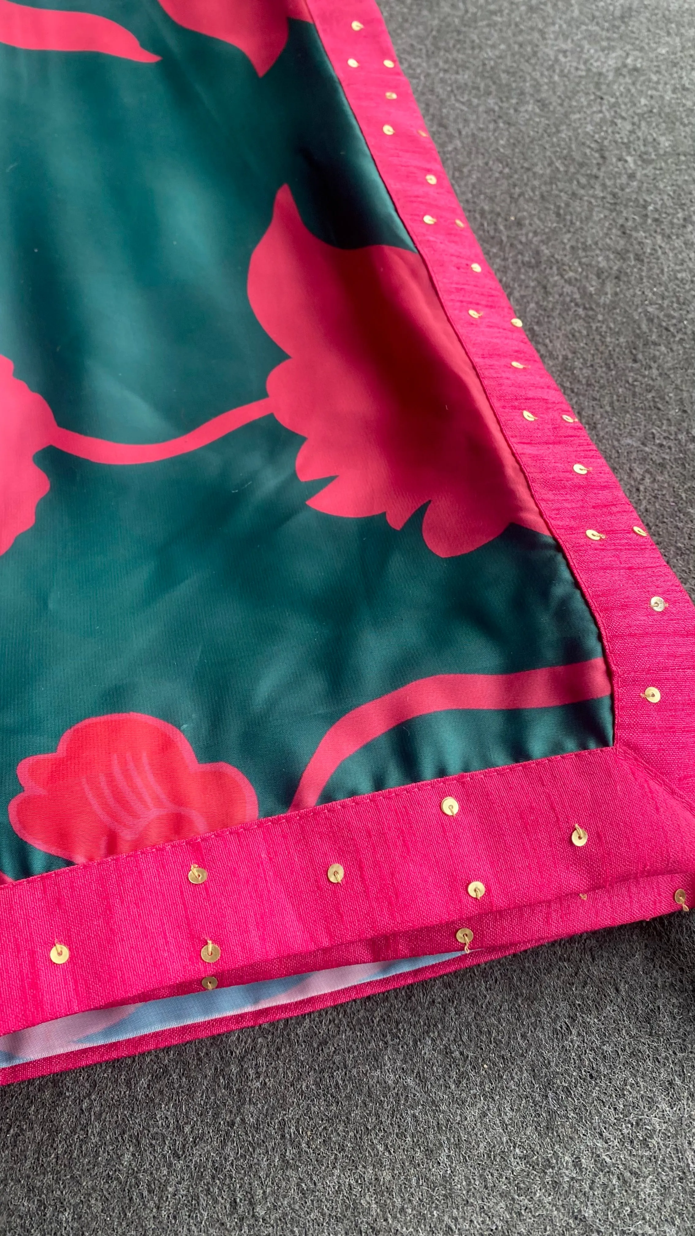 Peacock pink & green saree with pink handwork blouse