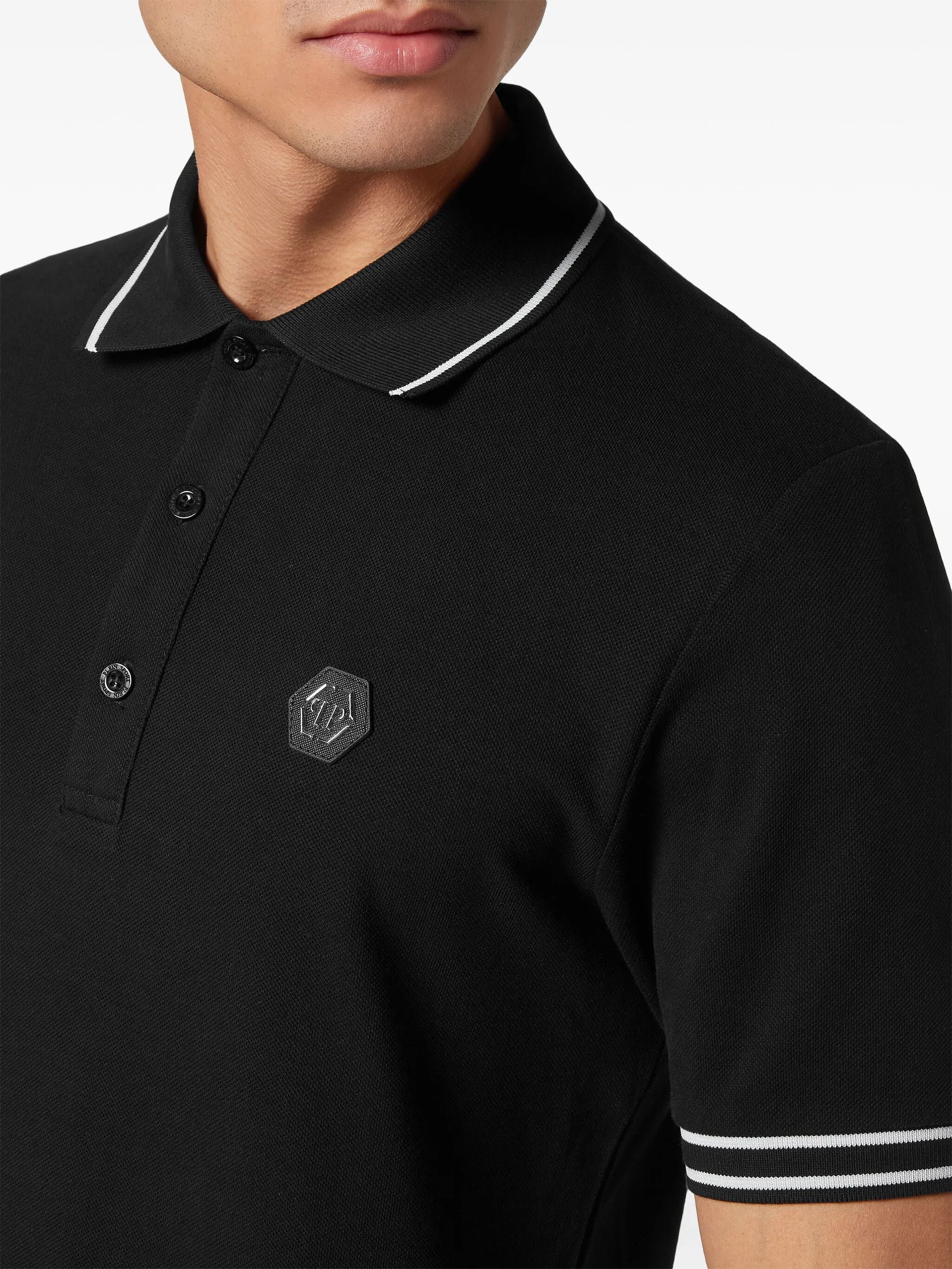 PHILIPP PLEIN LOGO-APPLIQUÉ COTTON POLO SHIRT