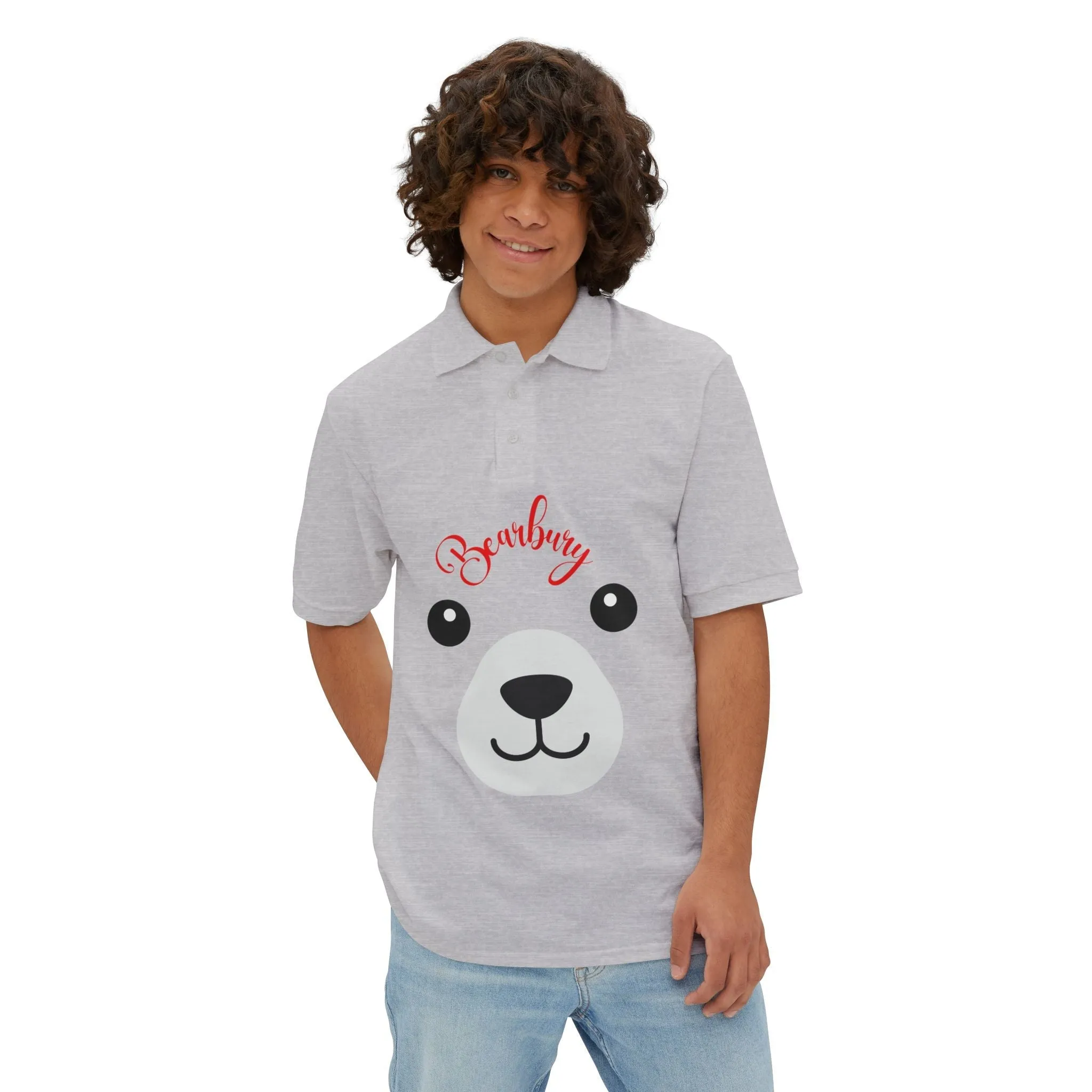 Polo T-Shirt with Cute Bear Graphic –Urban Chic Trendy Unisex Apparel