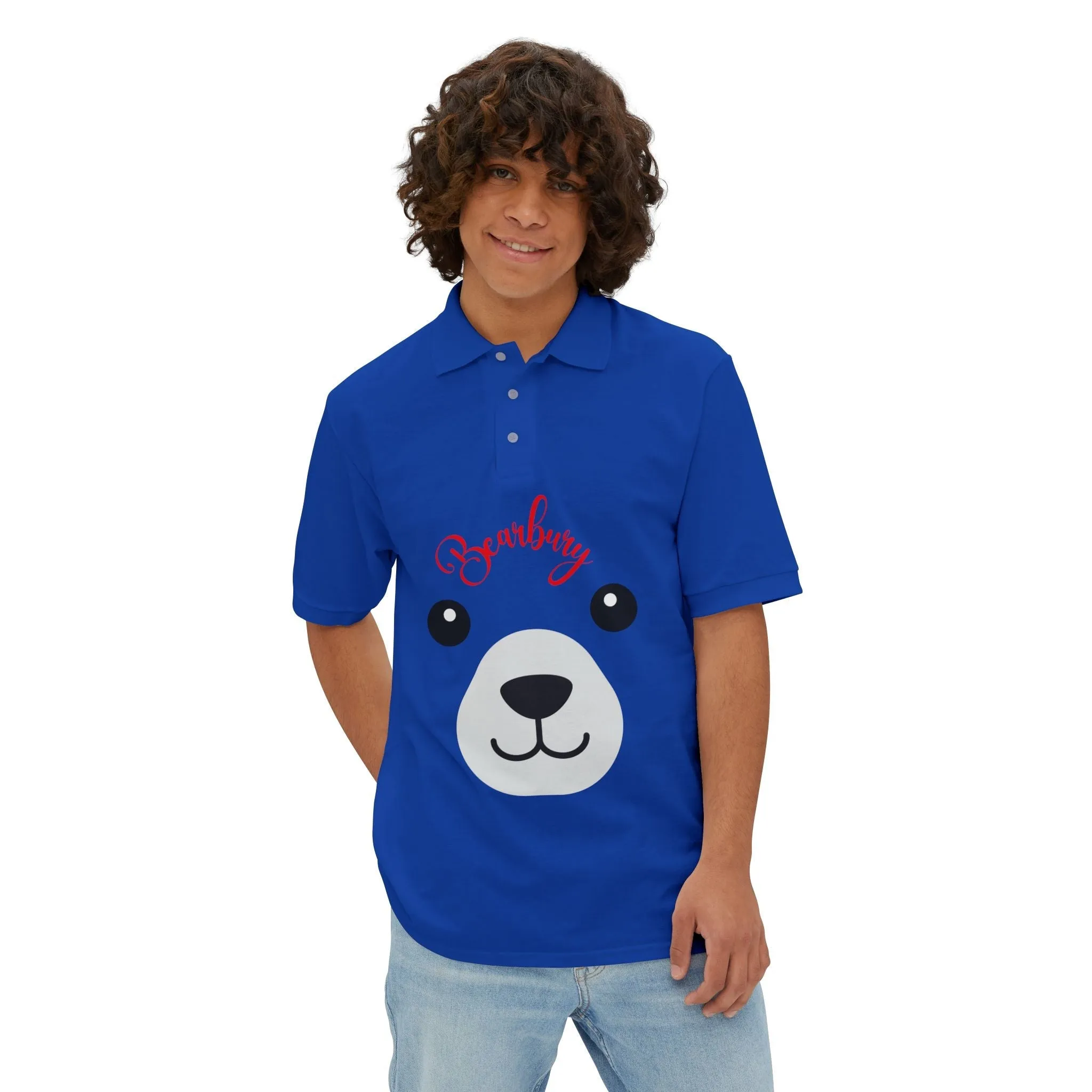 Polo T-Shirt with Cute Bear Graphic –Urban Chic Trendy Unisex Apparel