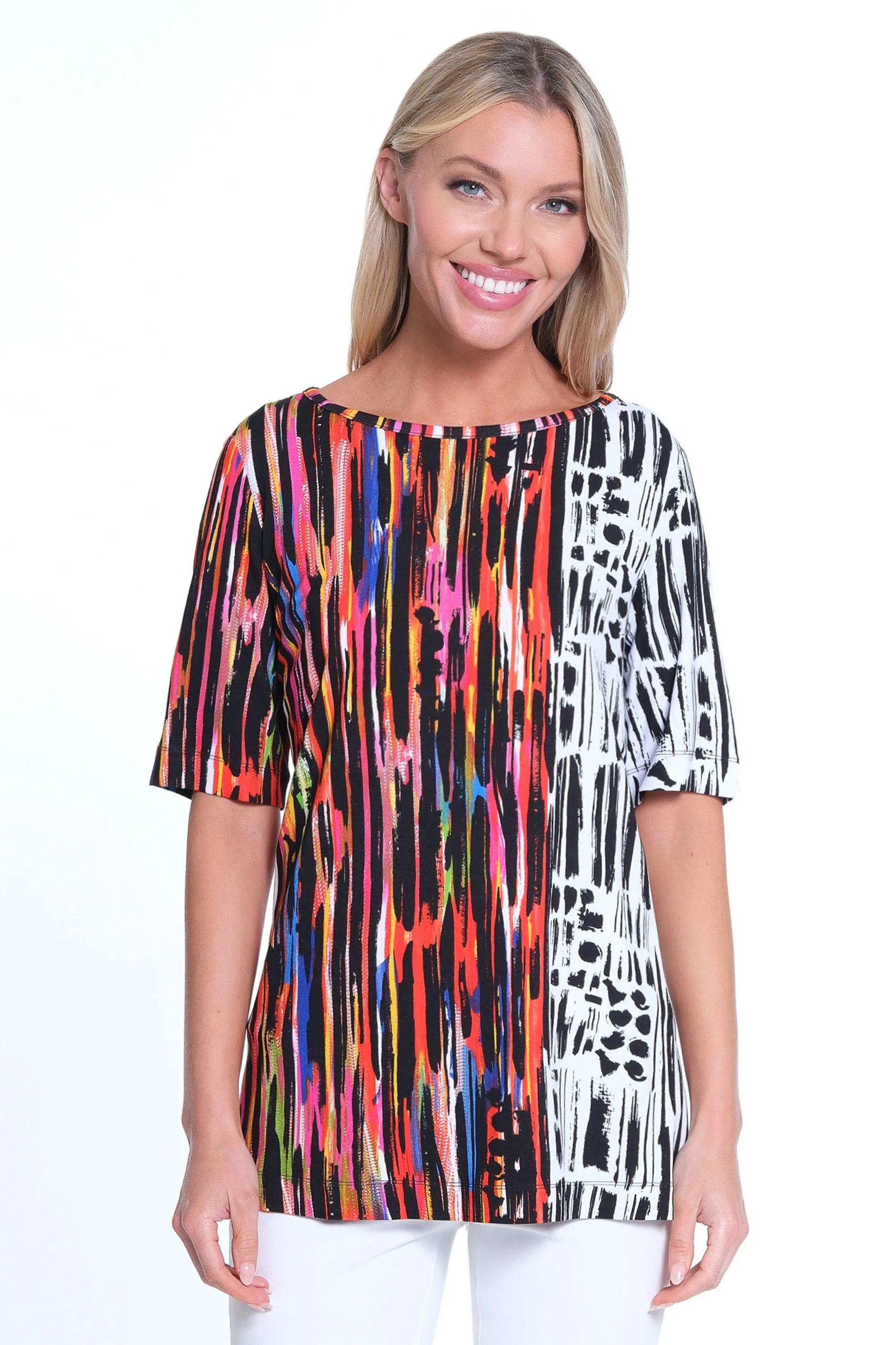 Print Knit Tunic- Petite- Linen Multi