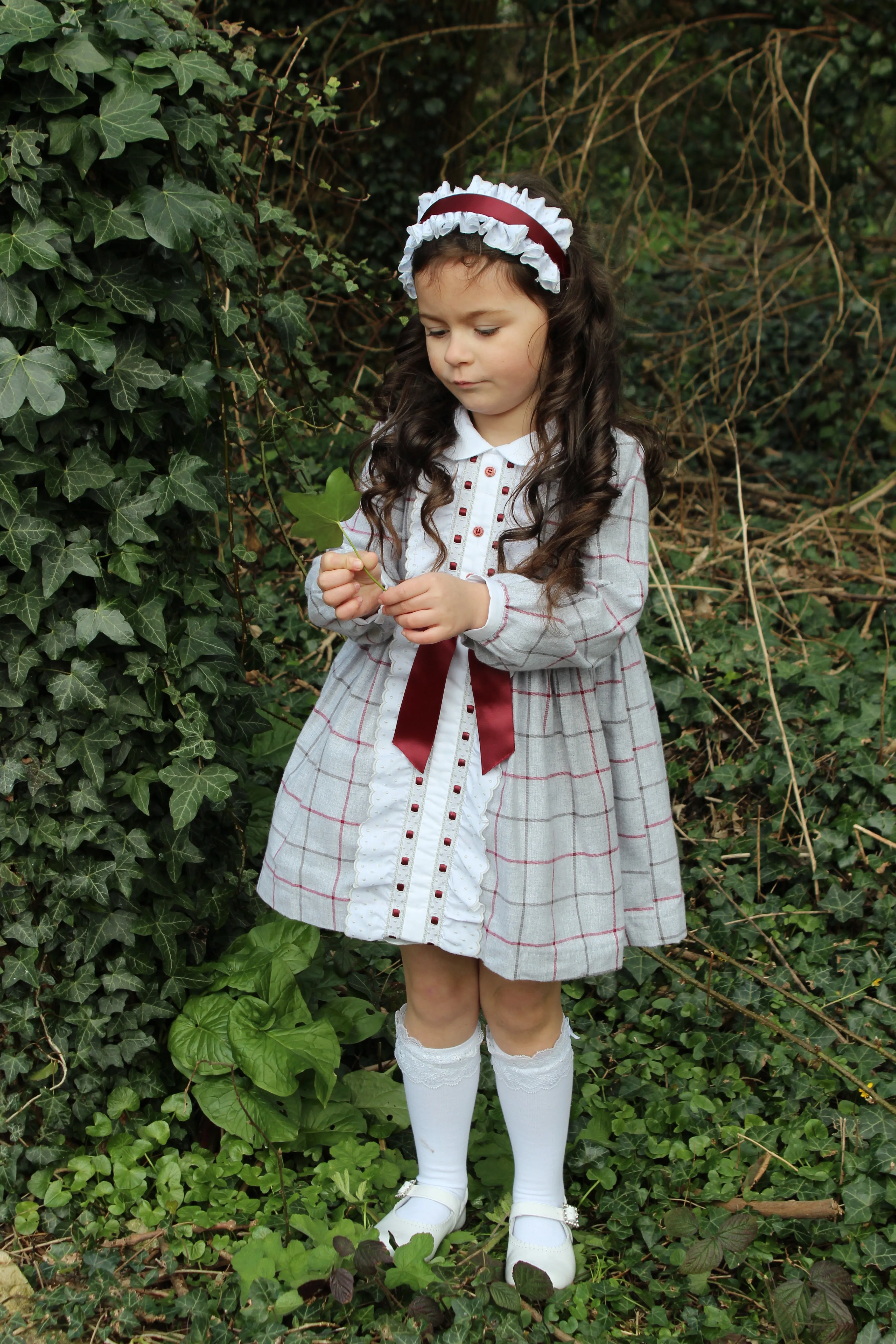 Rochy AW24 - Girls Grey and Burgundy Check Entredos Dress