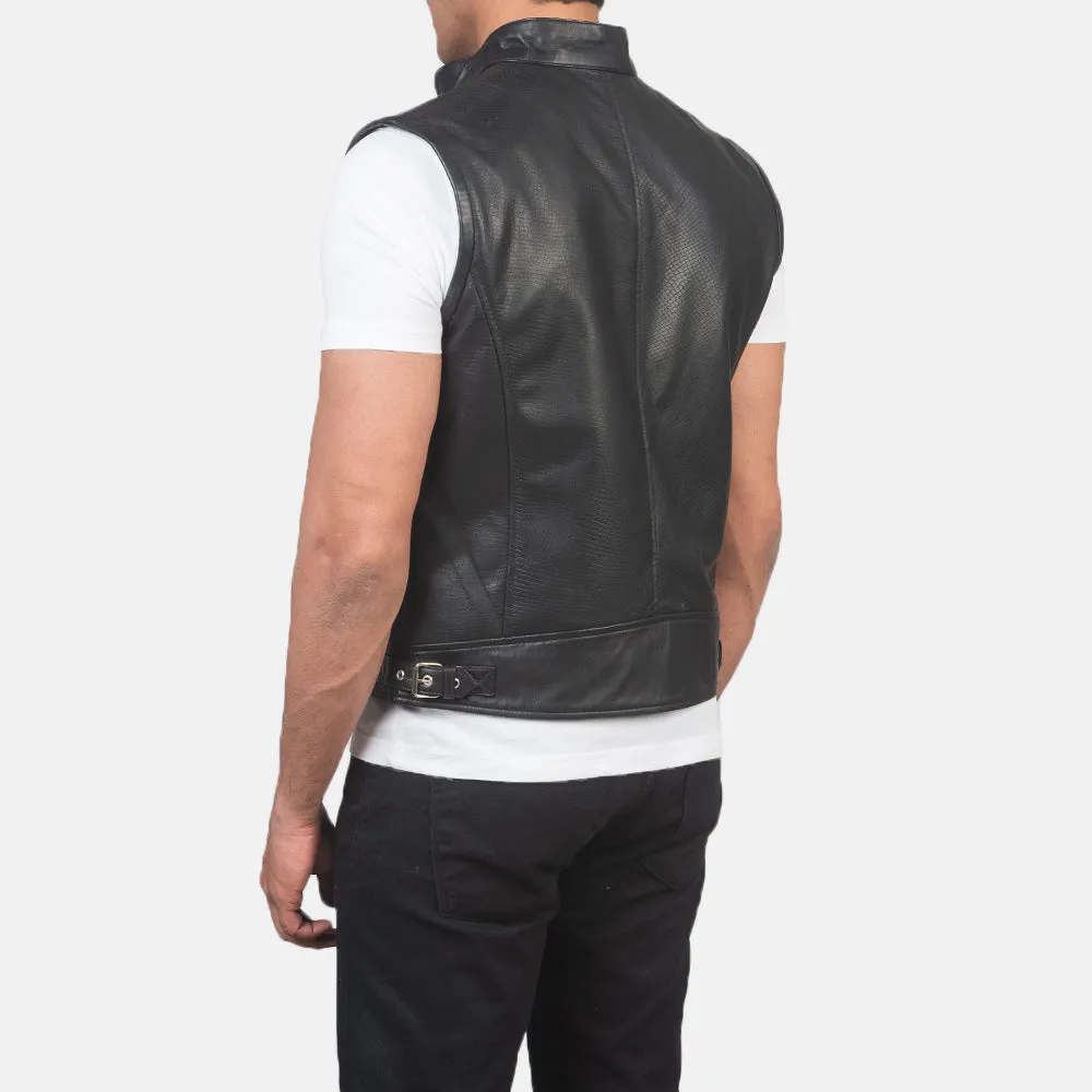 Roland Black Leather Biker Vest