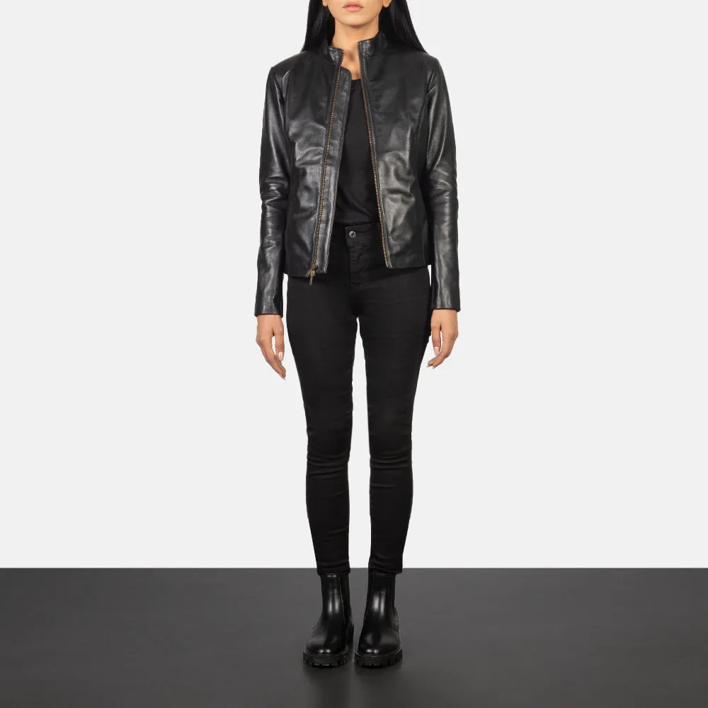 Rumella Black Leather Biker Jacket