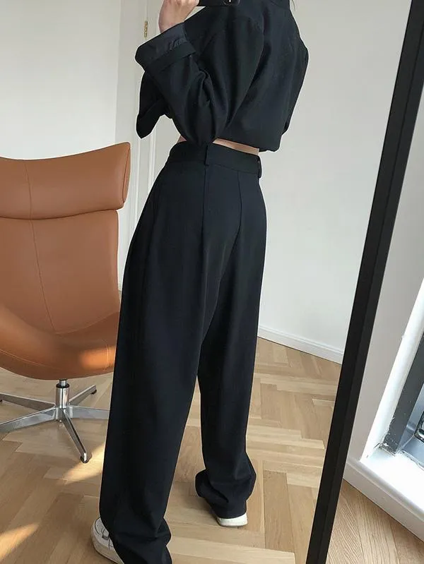 Solid Color Loose Empire Wide Leg Pants