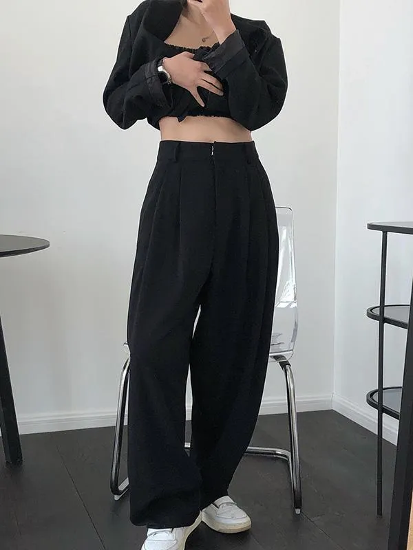 Solid Color Loose Empire Wide Leg Pants