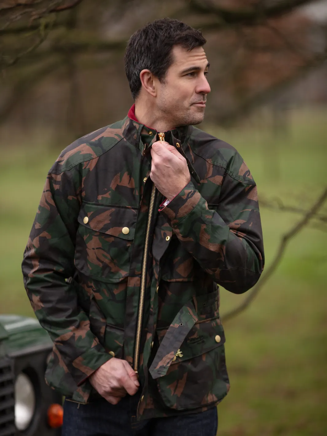 Mens Speed 6 Camo Waxed Biker Jacket - Stylish and Durable Motorcycle Gear