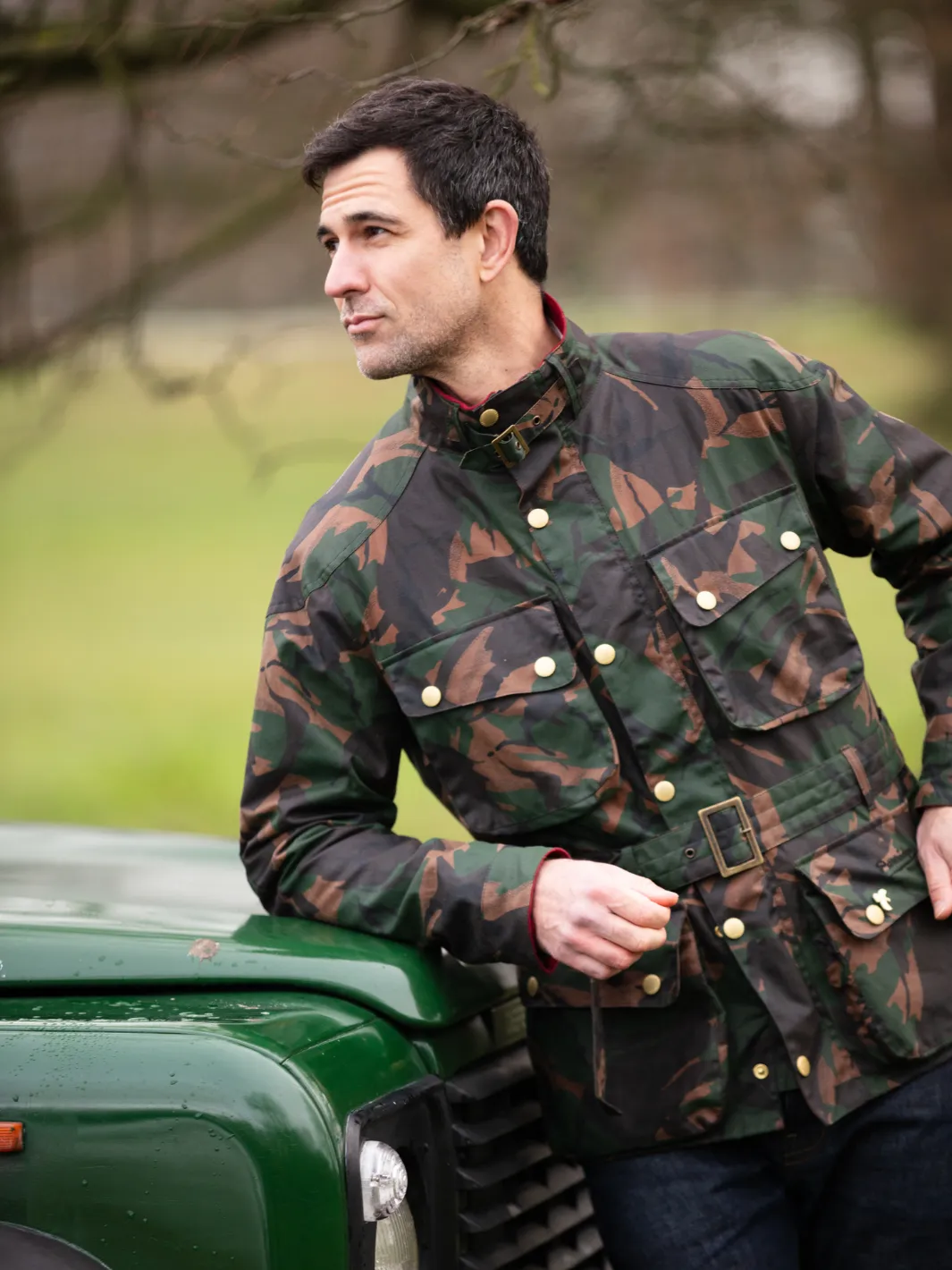 Mens Speed 6 Camo Waxed Biker Jacket - Stylish and Durable Motorcycle Gear