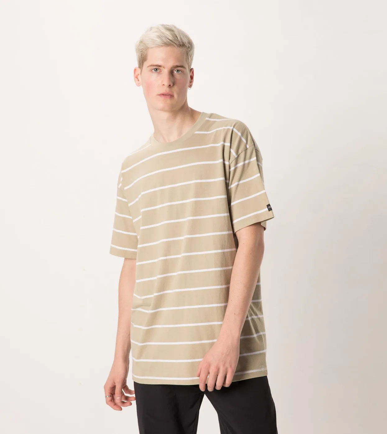 Stripe Box Tee Moss/White - Sale