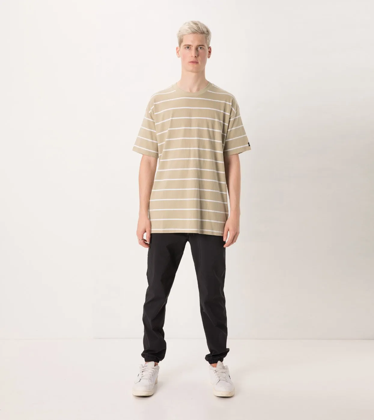 Stripe Box Tee Moss/White - Sale