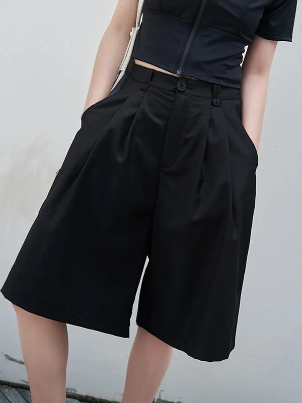 Urban Black Pleated Wide Leg Fifth Pants& Trousers