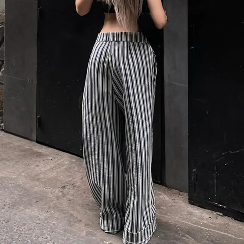 Vertical Striped Wide-Leg Pants