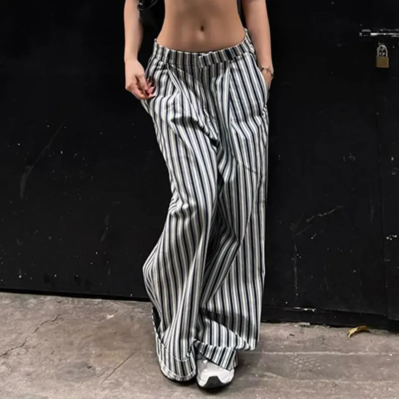 Vertical Striped Wide-Leg Pants