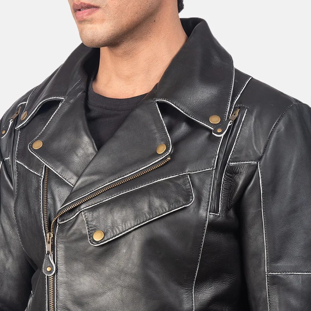 Vincent Black Leather Biker Jacket