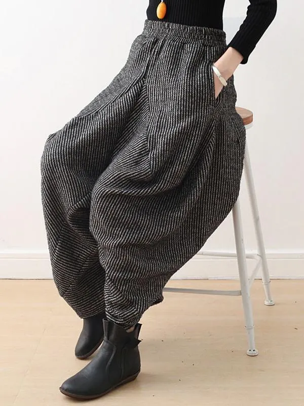 Vintage Knitted Thickening Asymmetric Lantern Wide Leg Pants