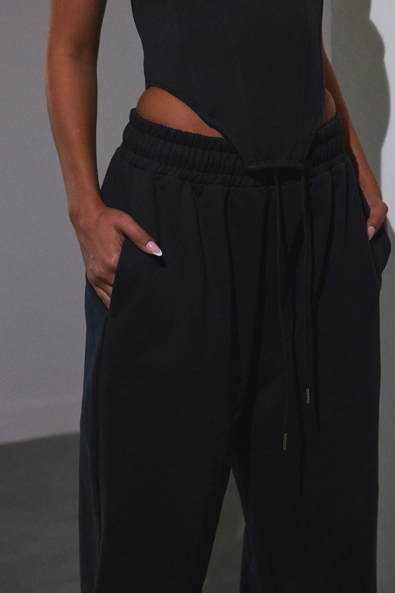 Wide Leg Joggers - Black