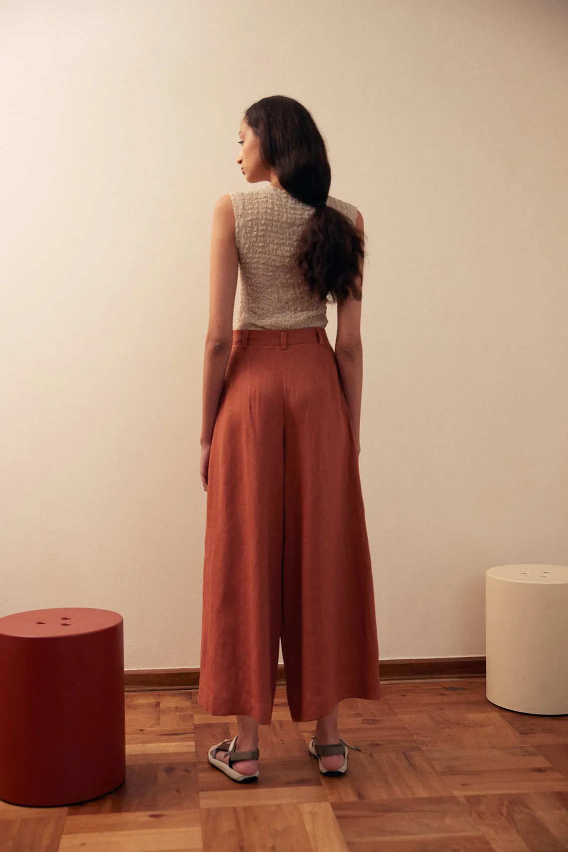 Wide Leg Pant Linen - Ladrillo