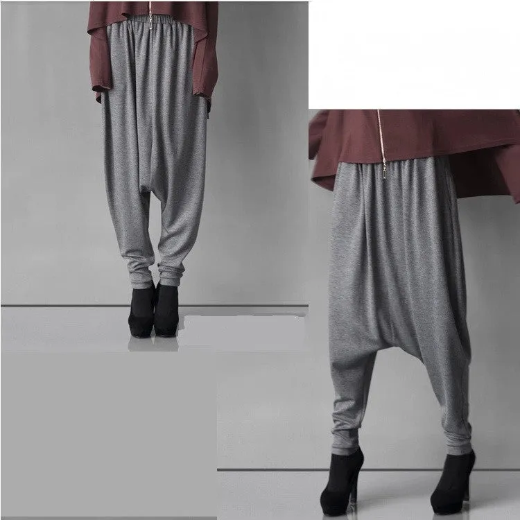 Women Long Drop Crotch Pants // Harem