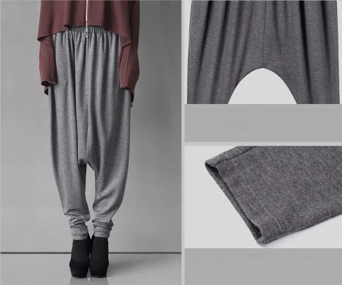 Women Long Drop Crotch Pants // Harem