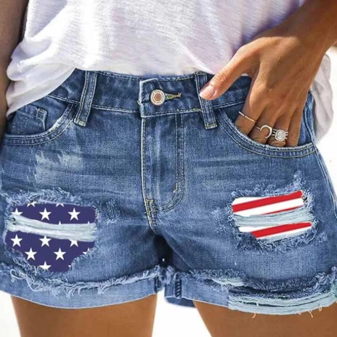 Women's Jeans Shorts Independence Day Denim