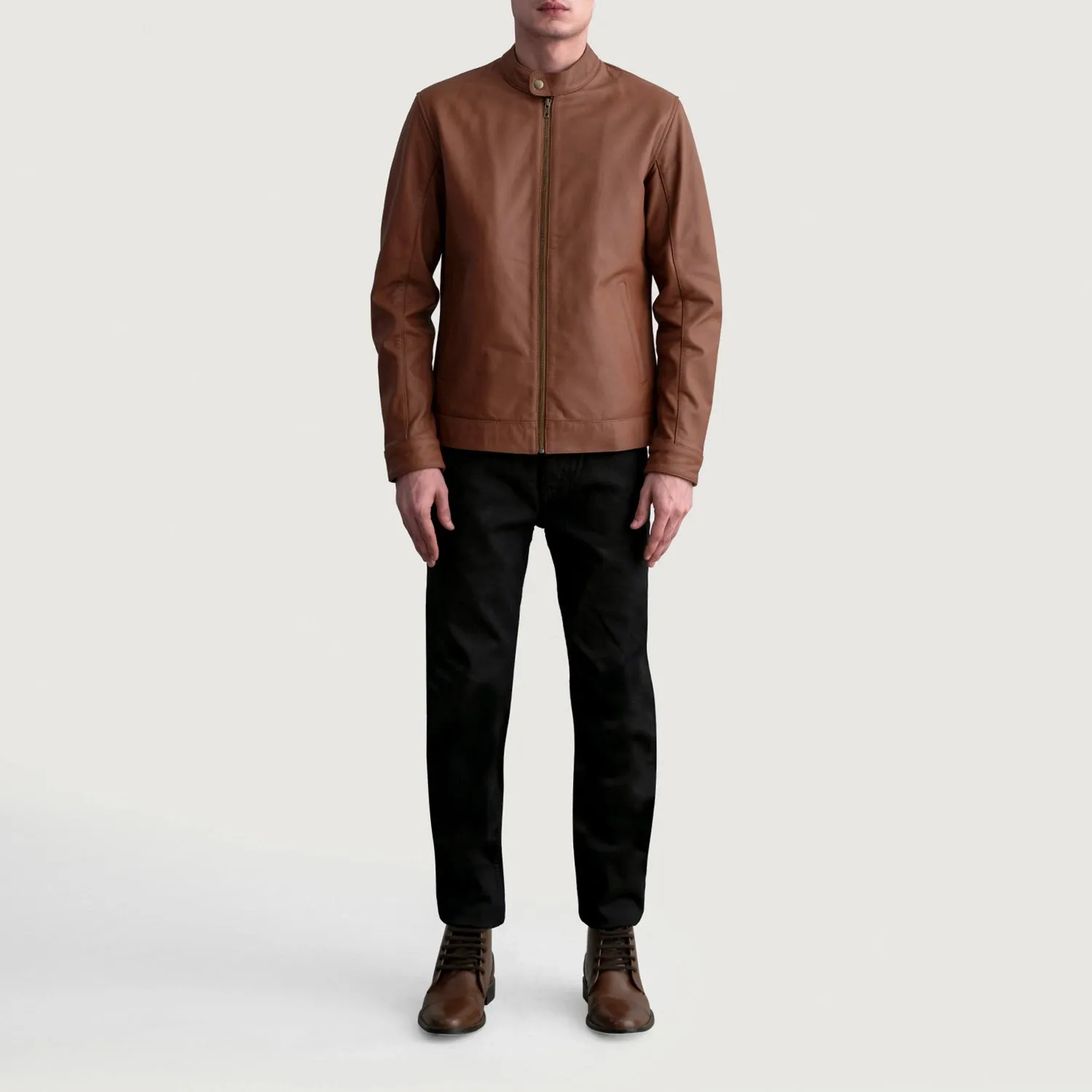 Zen Matte Brown Leather Biker Jacket