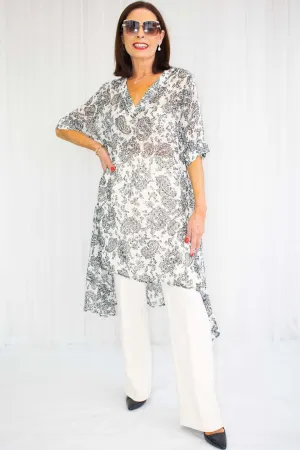 Zoey Floaty Patterned Tunic in Mono